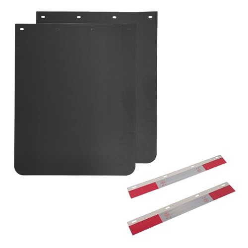 ASTAMOTOR 24'x30' Black Rubber Mud Flaps and 24'x3' Mud Flap Reflector Reflective Tape Fit for Semi Trucks Trailers, 2 Pack