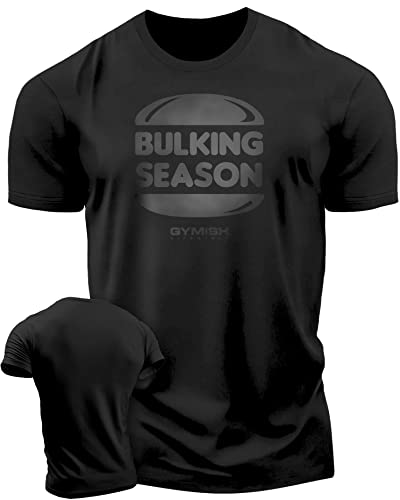Workout Shirts for Men, Bulking Season Gym Shirt, Funny Lifting T-Shirt (as1, Alpha, l, Regular, Regular, 5. Bulking Season Black on Black)