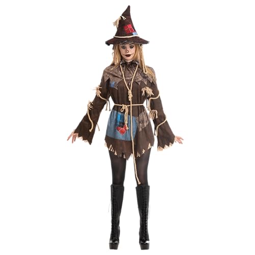 Spooktacular Creations Adult Women Scary Scarecrow Costume for Halloween Dress up Party (X-Large)