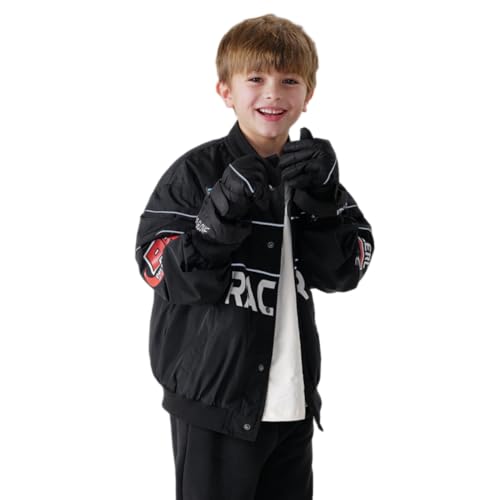 MARC&JANIE Boys Three-proof Fabrics Trendy Motorcycle Baseball Jacket for Kids for Spring 240080