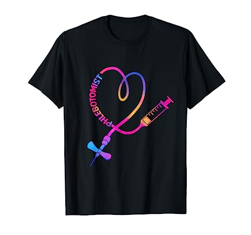 Tie Dye Phlebotomy Technician Phlebotomist Blood Nurse Heart T-Shirt