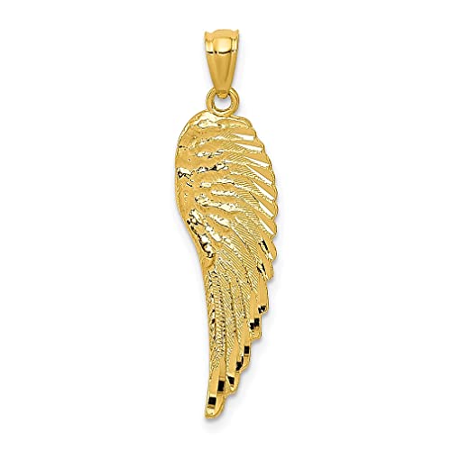 14k Yellow Gold Angel Wing Necklace Charm Pendant Religious Fine Jewelry For Women Gifts For Her