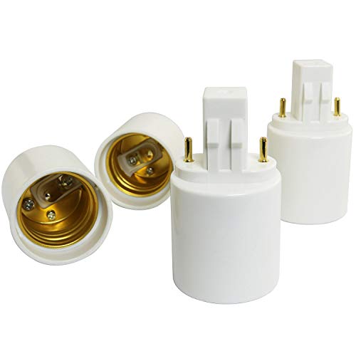 Longdex GX23 To E27/E26 Socket Base 4PCS GX23 To E27/E26 Halogen CFL Light Bulb Lamp Adapter Converter 2Pin Holder