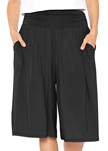 Women's Cropped Gaucho Pants Black 3X