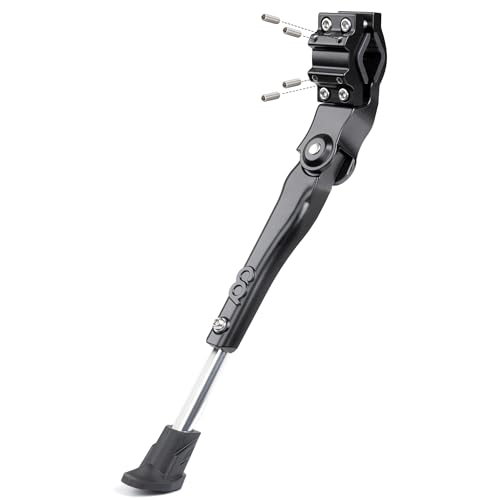 CyclingDeal Adjustable Bicycle Kickstand Rear Mount Type - for Mountain Bikes MTB & 700C Road Hybrid Bikes Kids Bikes - Premium Quality Aluminium Alloy with New Clamp Design - for 24' - 29' & 700c