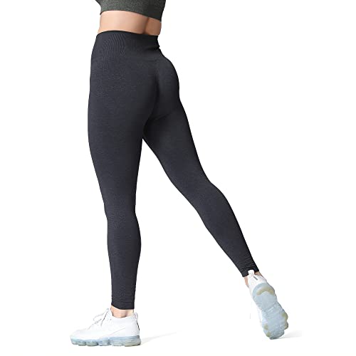 Aoxjox Women's High Waist Workout Gym Vital Seamless Leggings Yoga Pants (Black Marl New3, Medium)