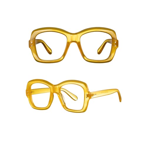If You Dare.. Citrine Oversized Yellow Geometric Fashion Glasses