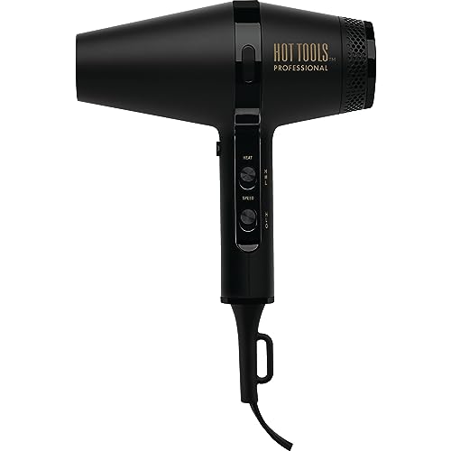 HOT TOOLS Pro Artist Black Gold Infrared Ionic Salon Dryer | Fast Drying, Styling and Smooth Results (Black)
