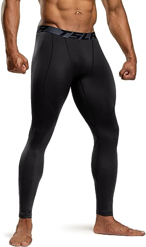 TSLA Men's Thermal Compression Pants, Athletic Sports Leggings & Running Tights, Wintergear Base Layer Bottoms, Heatlock Jet Black, X-Large