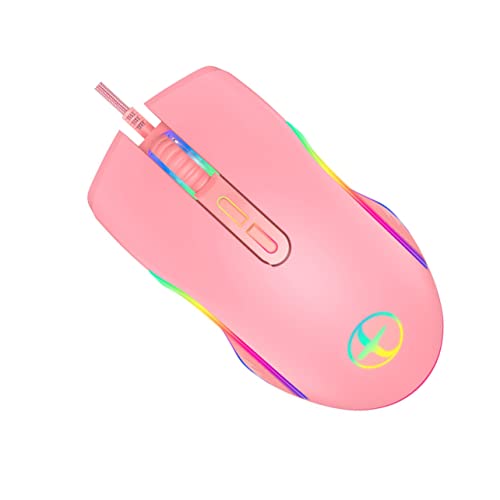 USHOBE Mouse Latop Notebook Computer Lap Desks Lapdesk Pink Computer Lap Top Jounal Notebooks Pro Light up Light Pink Laptop Wired Cute Light Mice Led Accessories Charming Girl Abs