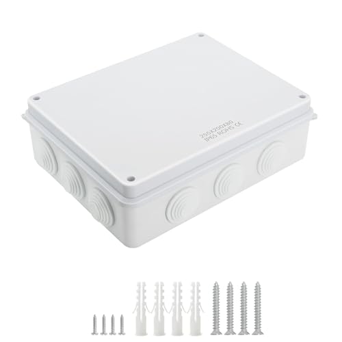 LeMotech Junction Box, ABS Plastic IP65 Waterproof and Dustproof, Universal Electrical Enclosure, Outdoor and Indoor Project Box 10 x 7.9 x 3.1 inch (255 x 200 x 80 mm)