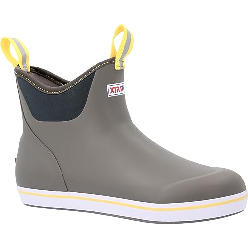 Xtratuf Men's 6 Inch Ankle Deck Boot Gray/Yellow 10