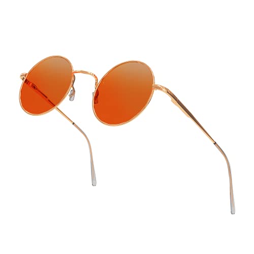 SUNNYPRO Hippie Glasses 70s Orange Sunglasses Women Disco 70’s Accessories Round Shades