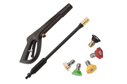 FGDCHNJ Pressure Washer Gun Replacement Power Spray Car Wash Gun with Extension Wand M22-15mm Thread Fitting 5 Nozzle Tips, 2320PSI 6.6GPM Compatible with Simoniz Green Works Karcher Power Washer