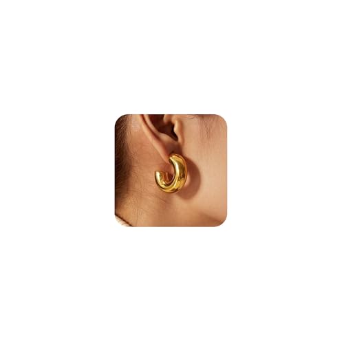 Moodear Chunky Gold Hoop Earrings For Women Tear Drop Earrings Thick Big Earrings Lightweight with 14K Gold Hoop Plated Hypoallergenic Statement Trendy Earrings for Women Girls Gift Jewelry