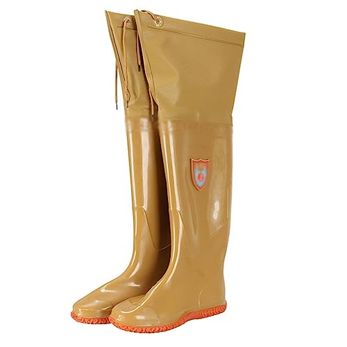 Hip Waders A 60cm High Wader with A Buttocks, Men and Women Fishing/transplanting/Outdoor Waterproof Boots, Comfortable and Non Slip (Color : Yellow, Size : 36)