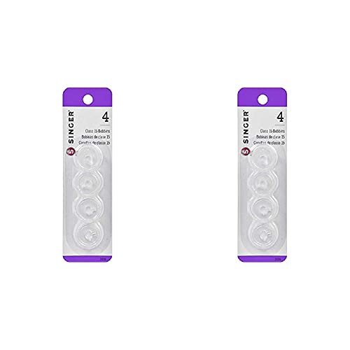 SINGER Bobbins Class 15 Transparent, 4-Count (Pack of 2)
