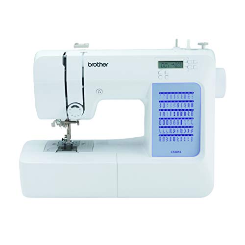 Brother CS5055 Computerized Sewing Machine, 60 Built-in Stitches, LCD Display, 7 Included Feet, White