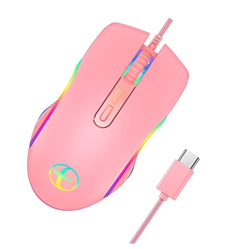 KOMBIUDA Mouse Wired for Laptop Gamer Light up LED Light Backlit Gaming Computer mice Lap desks Linux Laptop USB Wired Adorable SSD Laptop Girls laptip Cute latop Accessories abs Shine Work