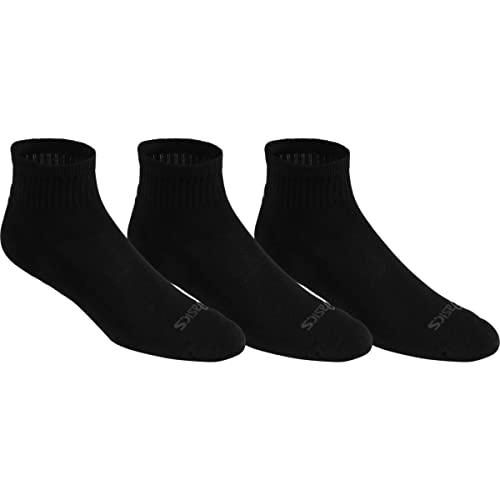 ASICS Cushion Quarter (3 Pack), Black, Large