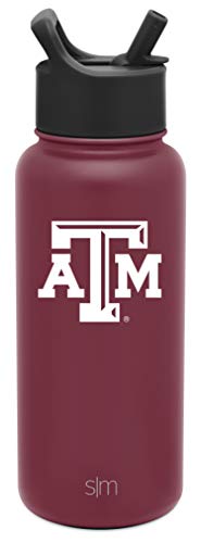 Simple Modern Officially Licensed Collegiate Texas A&M Aggies Water Bottle with Straw Lid | Vacuum Insulated Stainless Steel 32oz Thermos | Summit Collection | Texas A&M University