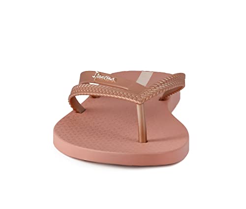 Ipanema Women's Bossa Flip Flops - Comfortable and Stylish Slip-on Sandals for Women with Woven Y-Strap Design, Pink/Metallic Pink, 7
