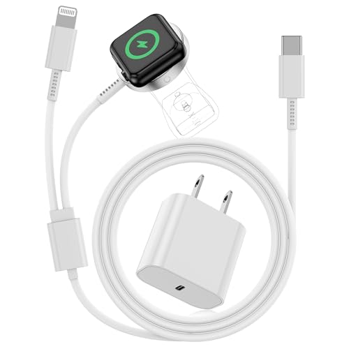 for 2 in 1 USB C Apple Watch Charger [Apple MFi Certified] Magnetic iWatch Fast Charging Cable Cord 6ft and Type C Wall Plug Block for iPhone Apple Watch Series 8/7/6/SE/5/4/3/2/1/iPhone 14/13/12/11