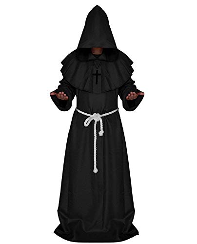 LHJ Friar Medieval Hooded Robe Cowl Monk Renaissance Costume Cloak