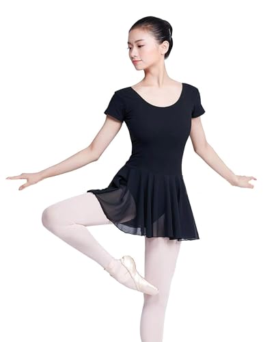 Daydance Black Skirted Leotards for Women Ballet, Dance, Gymnastics, A Size up