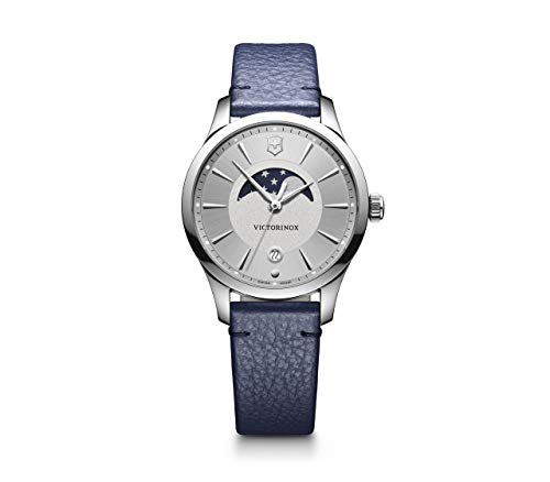 Victorinox Swiss Army Alliance Small Watch, Moon Phase/Silver (BL Leather), 35mm, Watch Simple Design, Moon Phase, Swiss Made