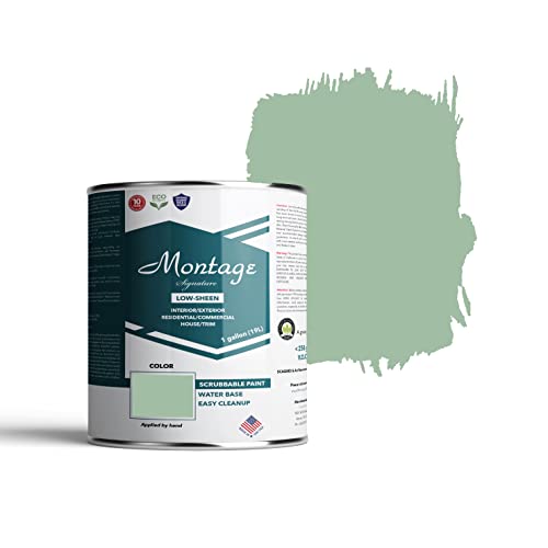 Montage Signature Interior/Exterior Eco-Friendly Paint, Pistachio Mint, Low Sheen, 1 Gallon
