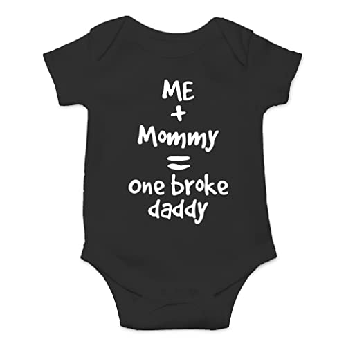 AW Fashions Me + Mommy = One Broke Daddy Baby Bodysuit Cute Newborn Outfit Infant Girl Clothes Boy Romper (Newborn, Black)