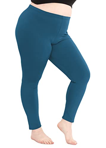 Women's Cotton Plus Size Leggings Teal 2X