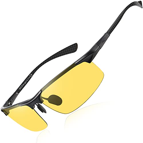 DUCO Men's Carbon Fiber Night Driving HD Polarized Glasses for Men Night Vision Anti Glare UV400 Protection DC8277