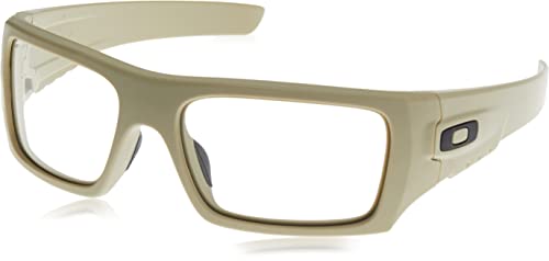 Oakley Men's OO9253 Det Cord Rectangular Sunglasses, Desert Tan/Clear, 61 mm
