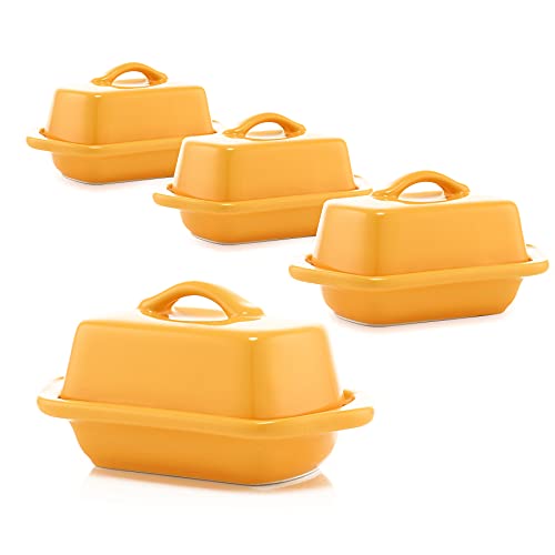 Chantal Ceramic Mini Butter Dish, Set of 4, 5 inch, Marigold