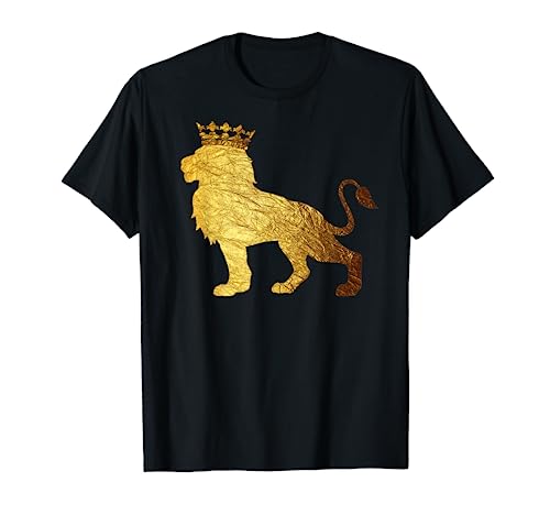 Gold Crown King Lion T-shirt for Men-Cool Boys Lion Shirts