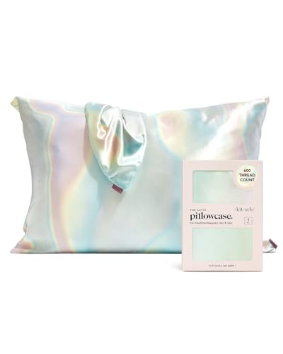 Kitsch Satin Pillowcase for Hair | Softer Than Silk Pillow Cases Cooling Satin Pillowcase with Zipper | Pillow Case Cover | Satin Pillow Cases Standard Size (Aura, 1 Pack)