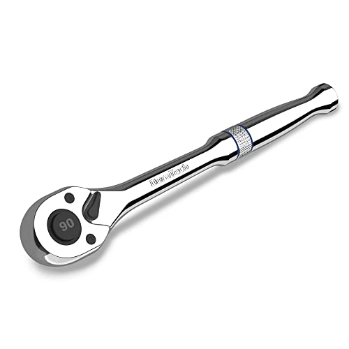 DURATECH 3/8-Inch Drive Ratchet, 90-Tooth Quick-release Ratchet Wrench, Reversible, Chrome Alloy Made, Full Polished