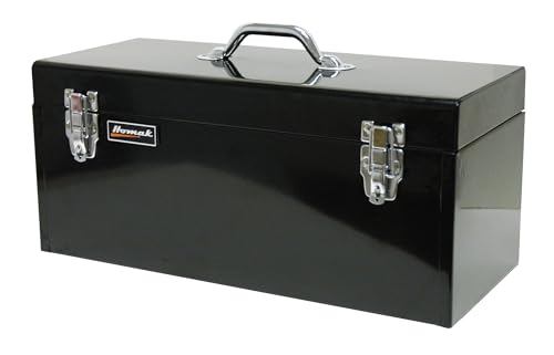 Homak Steel Flat Top Toolbox with Removable Tray, Black, 20 Inches