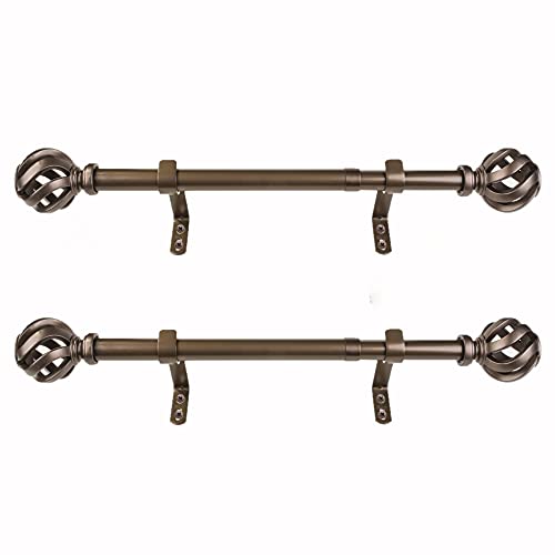 Decopolitan 1' Cage Side Curtain Rod Pair, 12 to 20 Inches, Dark Bronze