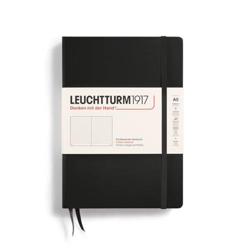 LEUCHTTURM1917 - Notebook Hardcover Medium A5-251 Numbered Pages for Writing and Journaling (Black, Dotted)