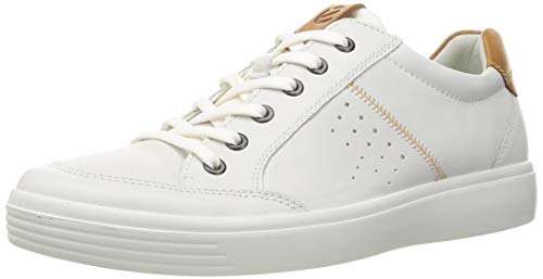 ECCO Men's Soft Classic Long Lace Sneaker, White/Lion, 9-9.5