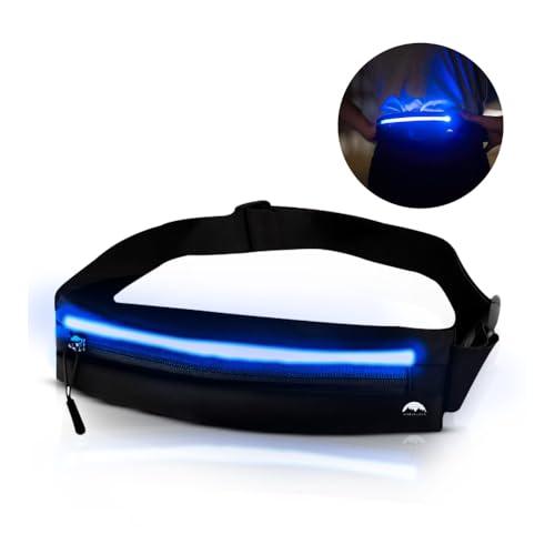 WRENN & RAE LED Light Running Belt Fanny Pack, Slim, Expandable, and Adjustable Running Phone Holder, Money Belt Bag for Women and Men