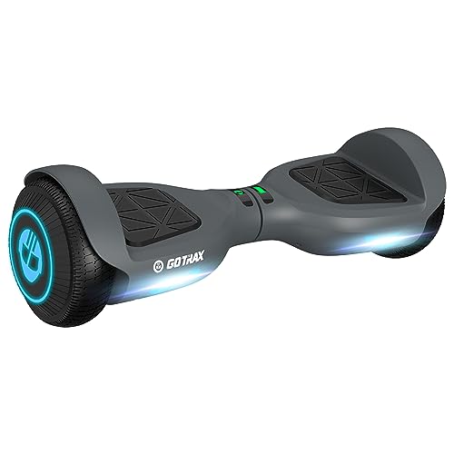 Gotrax Edge Hoverboard with 6.5' LED Wheels & Headlight, Top 6.2mph & 3.1 miles Range Power by Dual 200W Motor, UL2272 Certified and 50.4Wh Battery Self Balancing Scooters for 44-176lbs(Gray)