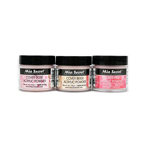 Mia Secret Cover Acrylic Powder 3 Piece Set - Pink/Beige/Rose 1 oz