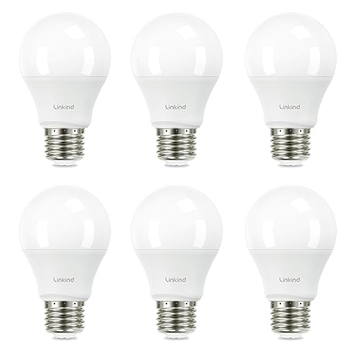 Linkind A19 LED Light Bulb, 60W Equivalent, 9W 2700K Soft White, 800 Lumens Non-Dimmable, E26 Standard Base, Energy Efficient UL Listed for Bedroom Home Office, 6 Pack