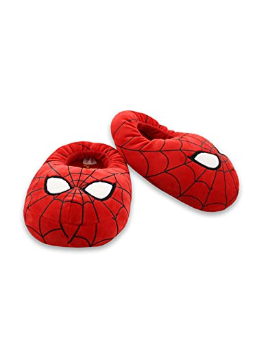 Marvel Avengers Spider-Man Kids Plush Mooshy Slippers (11-12 M US Little Kid, Red)