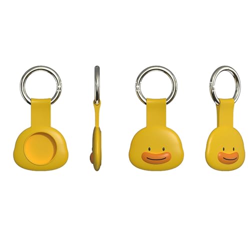 Bontand AirTag Case Cute Cartoon Animal Tags Chain Protective Item Finders Accessories Luggage Pets Keys Yellow