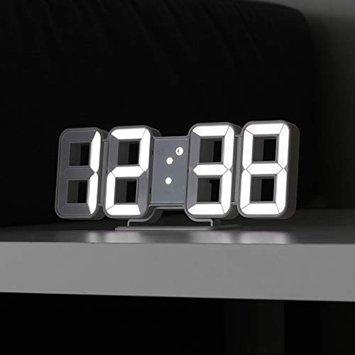 mooas Pure Mini White 3D LED Clock, Multi-Function LED Clock (Calendar, Alarm, Temperature)